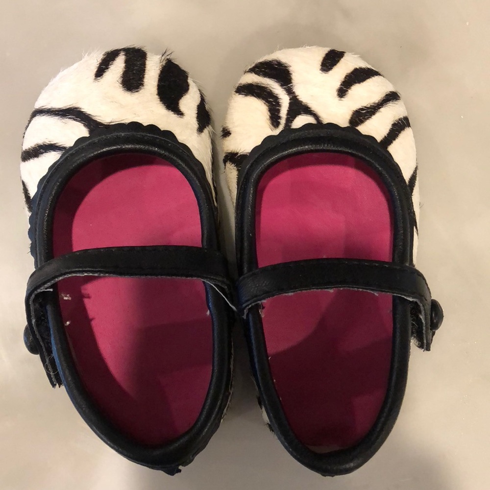 Zebra Stripes Cow Hair Mary Janes